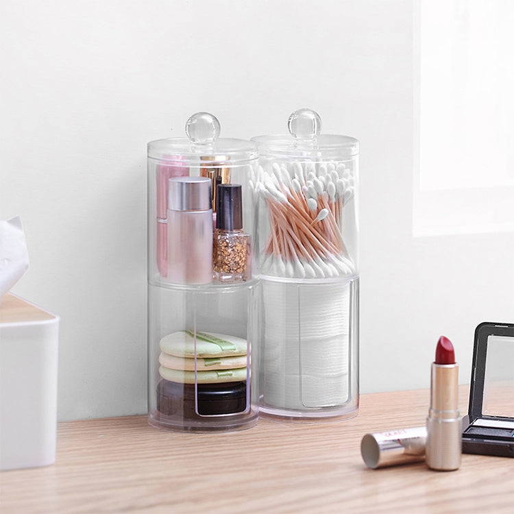 Scatola per cosmetici in plastica rotonda rinforzata trasparente. Scatola per riporre i dischetti di cotone, Cotton Pads Heightened Box