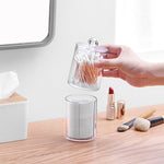 Scatola per cosmetici in plastica rotonda trasparente Scatola per riporre bastoncini di cotone, Cotton Swab Box