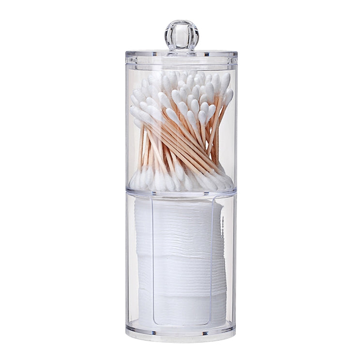 Scatola per cosmetici in plastica rotonda trasparente Scatola portaoggetti combinata con batuffoli di cotone e batuffoli di cotone, Combined Box