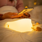 Luce notturna con rilevamento tattile in silicone a forma di anatra piatta a LED con ricarica USB da 1 W, Flat Duck