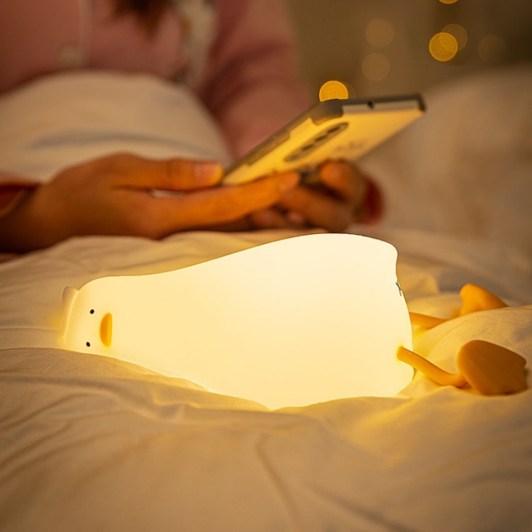 Luce notturna con rilevamento tattile in silicone a forma di anatra piatta a LED con ricarica USB da 1 W, Flat Duck