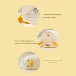 Luce notturna con rilevamento tattile in silicone a forma di anatra piatta a LED con ricarica USB da 1 W, Flat Duck