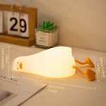 Luce notturna con rilevamento tattile in silicone a forma di anatra piatta a LED con ricarica USB da 1 W, Flat Duck