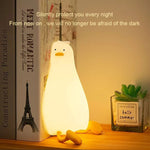 Luce notturna con rilevamento tattile in silicone a forma di anatra piatta a LED con ricarica USB da 1 W, Flat Duck