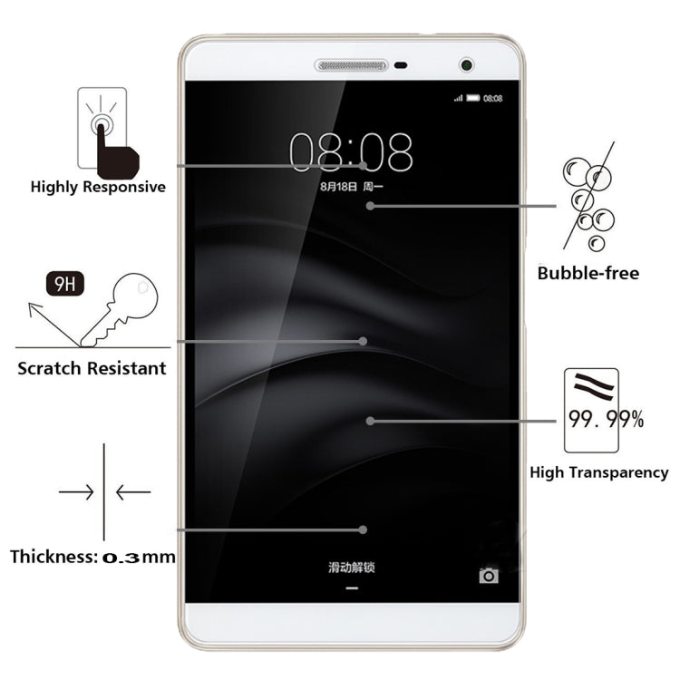Per Huawei MediaPad M2 7.0 pollici 0.3mm 9H Durezza superficiale Pellicola in vetro temperato antideflagrante, For M2 7.0