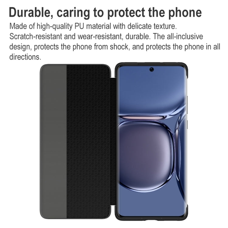 Custodia flip in pelle per Huawei P50 Pro con finestra