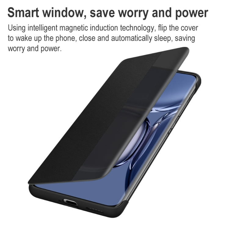 Custodia flip in pelle per Huawei P50 Pro con finestra
