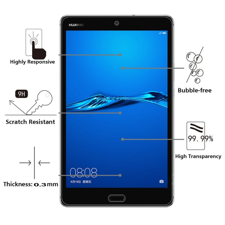 Per Huawei MediaPad M3 Lite 8.0 pollici 0.3mm 9H Durezza superficiale Pellicola in vetro temperato antideflagrante, For M3 Lite 8.0