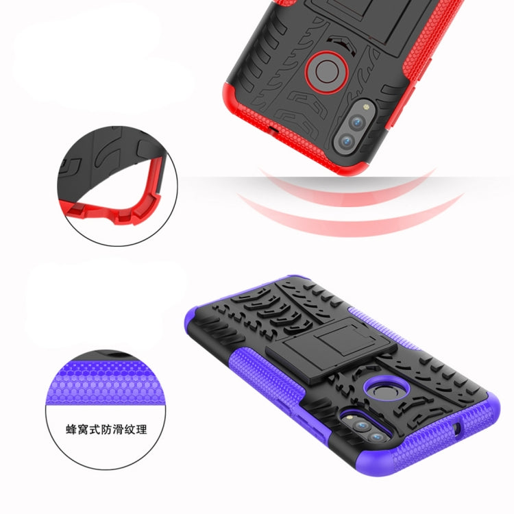 Custodia antiurto in TPU+PC con texture pneumatici per Huawei Honor 10 Lite / P Smart (2019), con supporto, For Honor 10 Lite