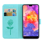 Custodia in pelle PU con chiusura orizzontale in rilievo rosa per Huawei P20, con supporto, slot per carte e portafoglio, For Huawei P20, Huawei P20
