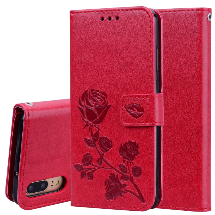 Custodia in pelle PU con chiusura orizzontale in rilievo rosa per Huawei P20, con supporto, slot per carte e portafoglio, For Huawei P20, Huawei P20