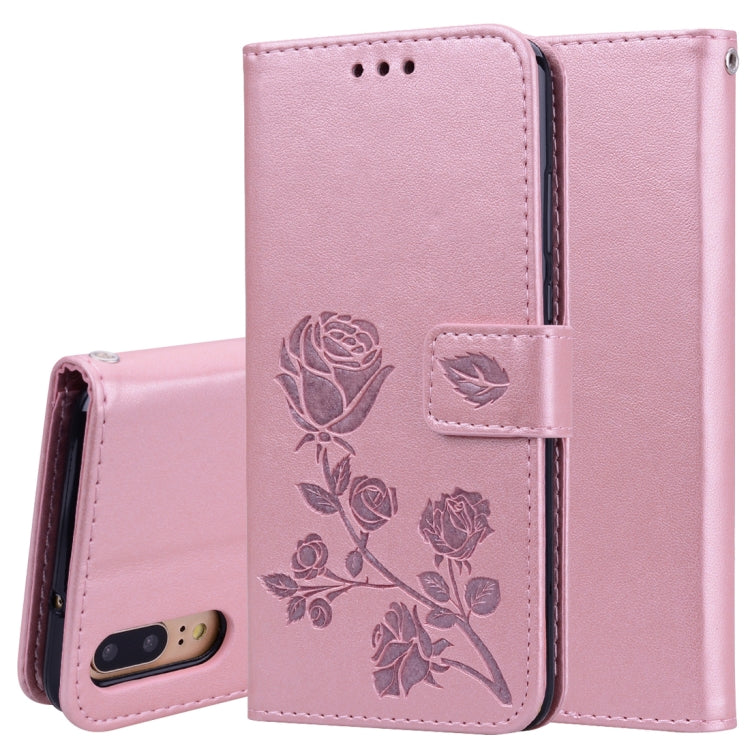 Custodia in pelle PU con chiusura orizzontale in rilievo rosa per Huawei P20, con supporto, slot per carte e portafoglio, For Huawei P20, Huawei P20