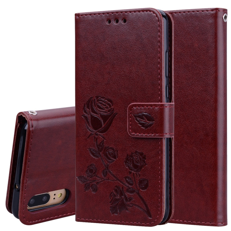 Custodia in pelle PU con chiusura orizzontale in rilievo rosa per Huawei P20, con supporto, slot per carte e portafoglio, For Huawei P20, Huawei P20