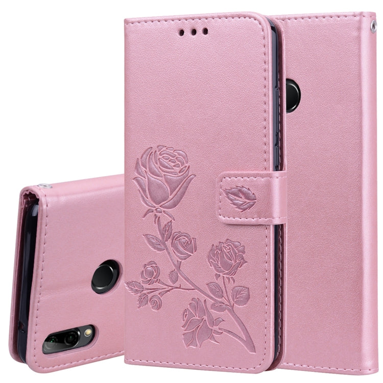 Custodia in pelle PU con chiusura orizzontale in rilievo rosa per Huawei Y9 (2019), con supporto, slot per carte e portafoglio, For Huawei Y9 (2019), Huawei Y9 (2019)
