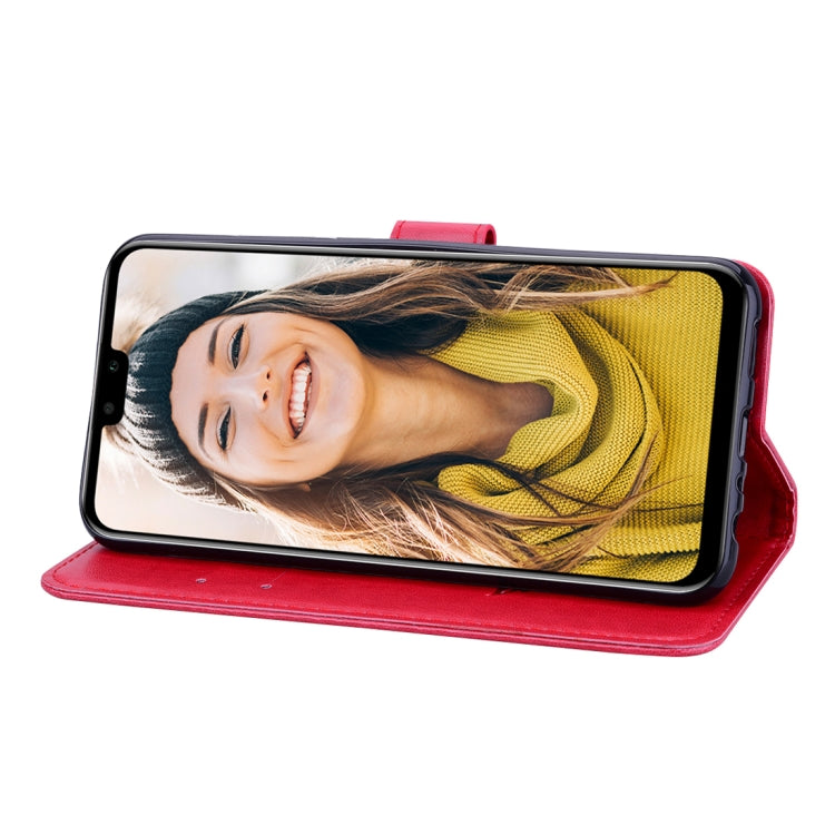 Custodia in pelle PU con chiusura orizzontale in rilievo rosa per Huawei Y9 (2019), con supporto, slot per carte e portafoglio, For Huawei Y9 (2019), Huawei Y9 (2019)