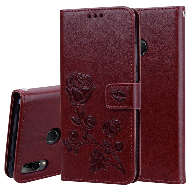 Custodia in pelle PU con chiusura orizzontale in rilievo rosa per Huawei Y9 (2019), con supporto, slot per carte e portafoglio, For Huawei Y9 (2019), Huawei Y9 (2019)