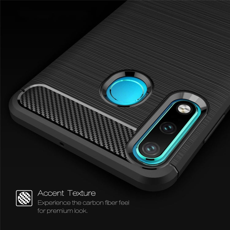 Custodia in TPU in fibra di carbonio con trama spazzolata per Huawei P30 Lite, Huawei P30 Lite