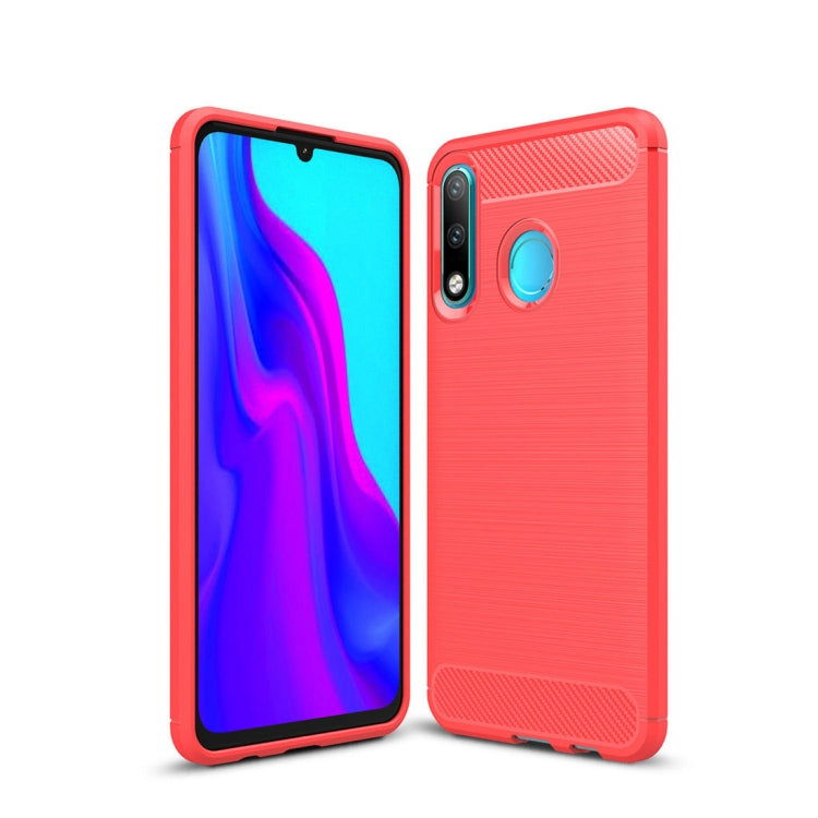Custodia in TPU in fibra di carbonio con trama spazzolata per Huawei P30 Lite, Huawei P30 Lite