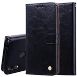 Custodia in pelle a vibrazione orizzontale con texture a cera d'olio stile business per Huawei Y7 (2019), con supporto, slot per carte e portafoglio, For Huawei Y7 (2019)