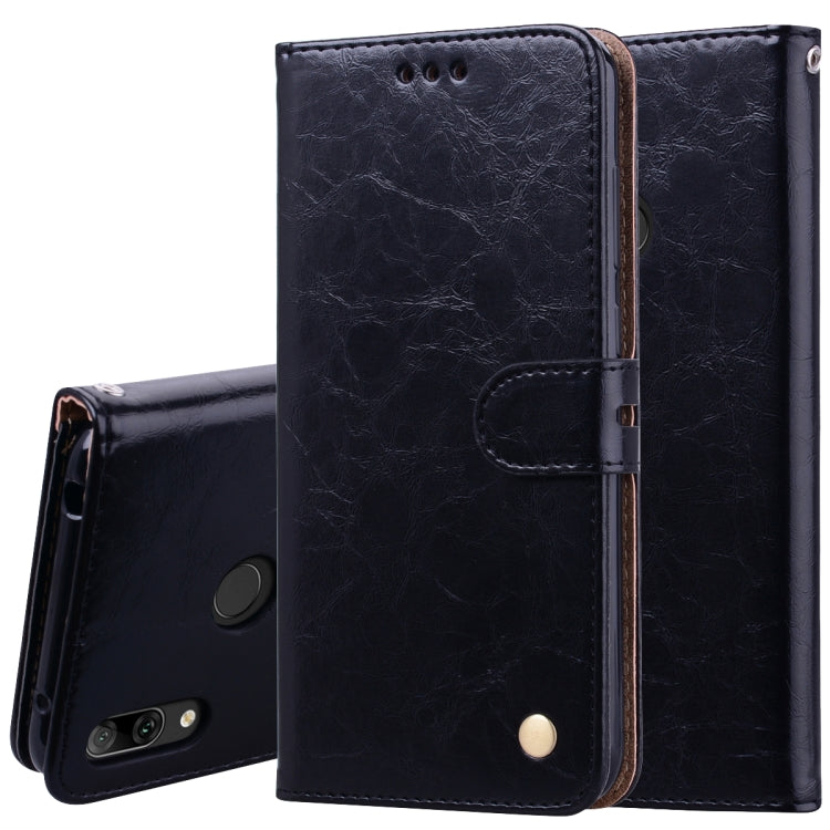 Custodia in pelle a vibrazione orizzontale con texture a cera d'olio stile business per Huawei Y7 (2019), con supporto, slot per carte e portafoglio, For Huawei Y7 (2019)