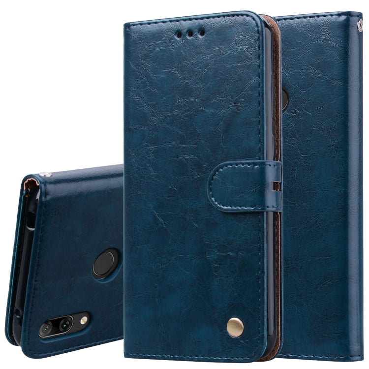 Custodia in pelle a vibrazione orizzontale con texture a cera d'olio stile business per Huawei Y7 (2019), con supporto, slot per carte e portafoglio, For Huawei Y7 (2019)