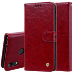 Custodia in pelle a vibrazione orizzontale con texture a cera d'olio stile business per Huawei Y7 (2019), con supporto, slot per carte e portafoglio, For Huawei Y7 (2019)