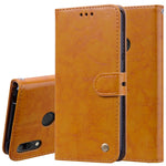 Custodia in pelle a vibrazione orizzontale con texture a cera d'olio stile business per Huawei Y7 (2019), con supporto, slot per carte e portafoglio, For Huawei Y7 (2019)