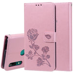 Custodia in pelle PU con chiusura orizzontale in rilievo rosa per Huawei P Smart Z, con supporto, slot per carte e portafoglio, For Huawei P Smart Z