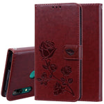Custodia in pelle PU con chiusura orizzontale in rilievo rosa per Huawei P Smart Z, con supporto, slot per carte e portafoglio, For Huawei P Smart Z