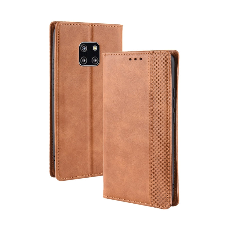 Custodia in pelle con chiusura orizzontale con fibbia magnetica e texture retrò per Huawei Mate 20 Pro, con supporto, slot per carte e portafoglio, For Huawei Mate 20 Pro