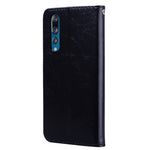 Custodia in pelle a vibrazione orizzontale con texture a cera d'olio stile business per Huawei P30, con supporto, slot per carte e portafoglio, For Huawei P30