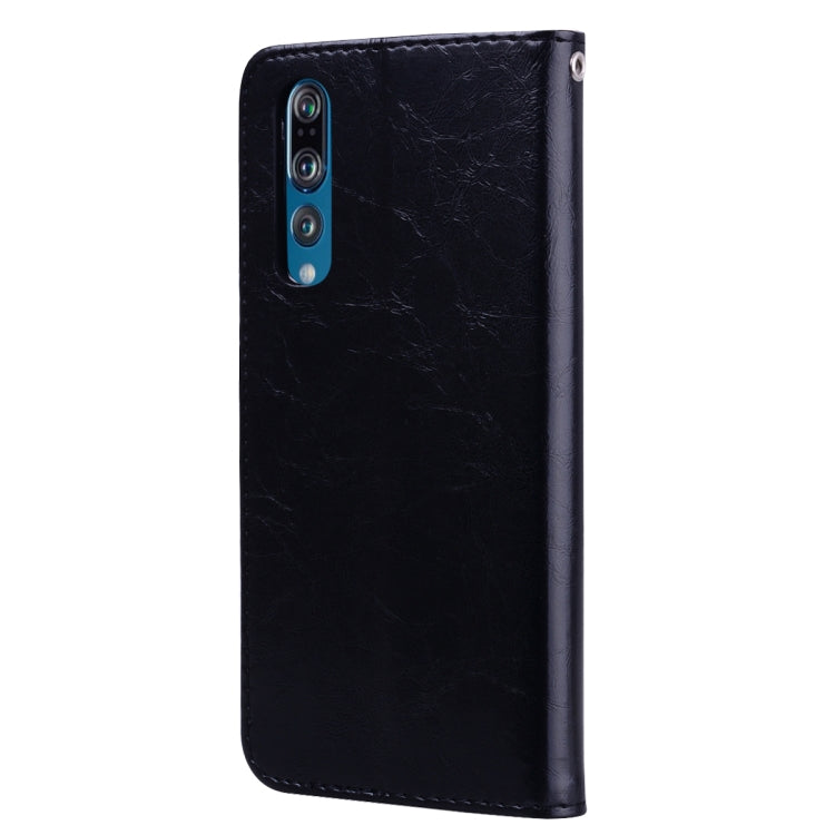 Custodia in pelle a vibrazione orizzontale con texture a cera d'olio stile business per Huawei P30, con supporto, slot per carte e portafoglio, For Huawei P30