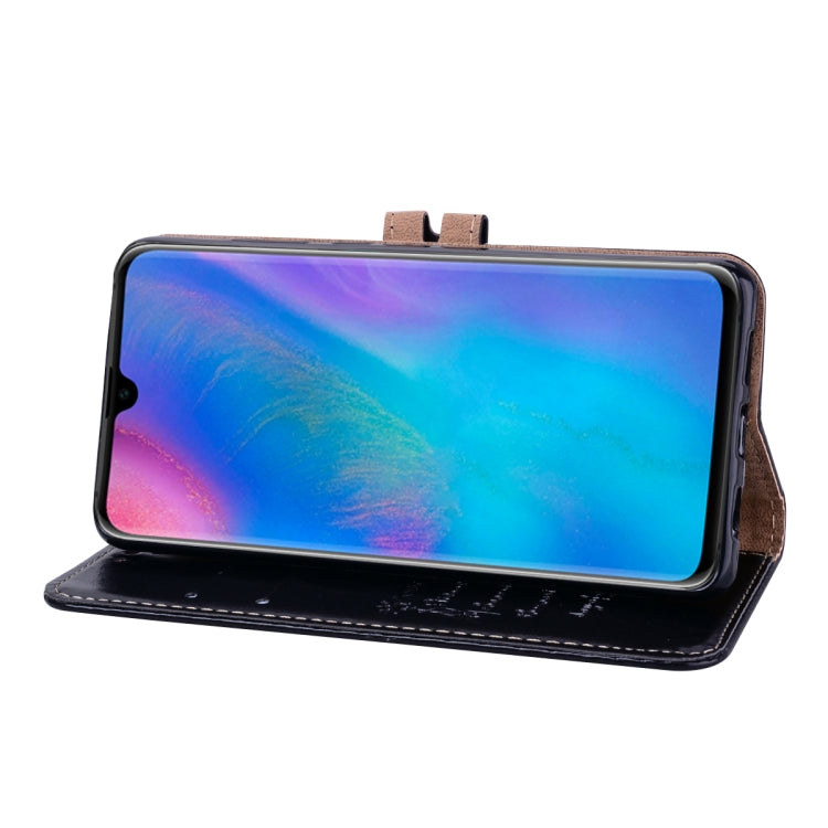 Custodia in pelle a vibrazione orizzontale con texture a cera d'olio stile business per Huawei P30, con supporto, slot per carte e portafoglio, For Huawei P30