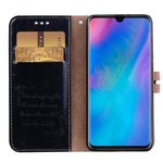 Custodia in pelle a vibrazione orizzontale con texture a cera d'olio stile business per Huawei P30, con supporto, slot per carte e portafoglio, For Huawei P30