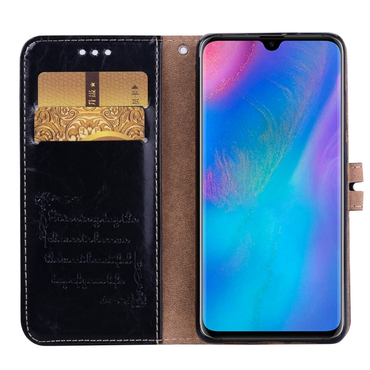 Custodia in pelle a vibrazione orizzontale con texture a cera d'olio stile business per Huawei P30, con supporto, slot per carte e portafoglio, For Huawei P30