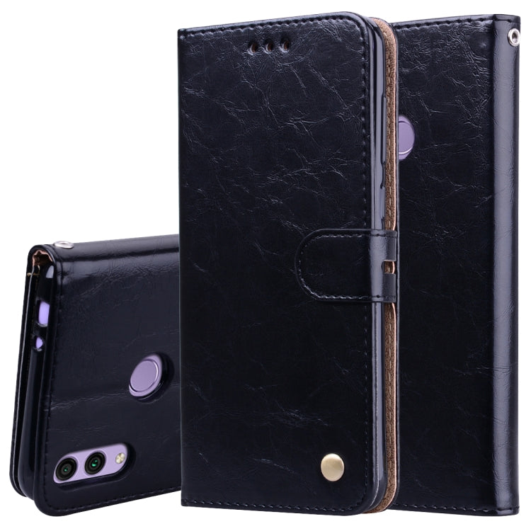 Custodia in pelle a vibrazione orizzontale con texture a cera d'olio stile business per Huawei Honor 8C, con supporto, slot per carte e portafoglio, For Huawei Honor 8C
