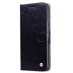 Custodia in pelle a vibrazione orizzontale con texture a cera d'olio stile business per Huawei Honor 8C, con supporto, slot per carte e portafoglio, For Huawei Honor 8C