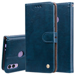 Custodia in pelle a vibrazione orizzontale con texture a cera d'olio stile business per Huawei Honor 8C, con supporto, slot per carte e portafoglio, For Huawei Honor 8C
