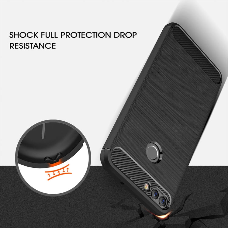 Per Huawei P smart / Enjoy 7S Custodia protettiva posteriore protettiva in TPU antiurto in fibra di carbonio con struttura spazzolata, For Huawei P smart / Enjoy 7S, Huawei P smart / Enjoy 7S, For P smart / Enjoy 7S