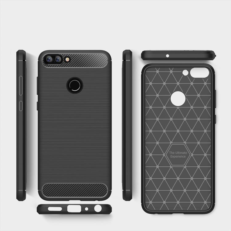Per Huawei P smart / Enjoy 7S Custodia protettiva posteriore protettiva in TPU antiurto in fibra di carbonio con struttura spazzolata, For Huawei P smart / Enjoy 7S, Huawei P smart / Enjoy 7S, For P smart / Enjoy 7S