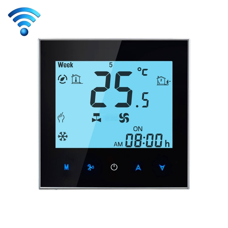 2-Pipe Programmable Room Thermostat with LCD Display, Air Conditioning, for Fan Coil Unit, Supports Wi-Fi