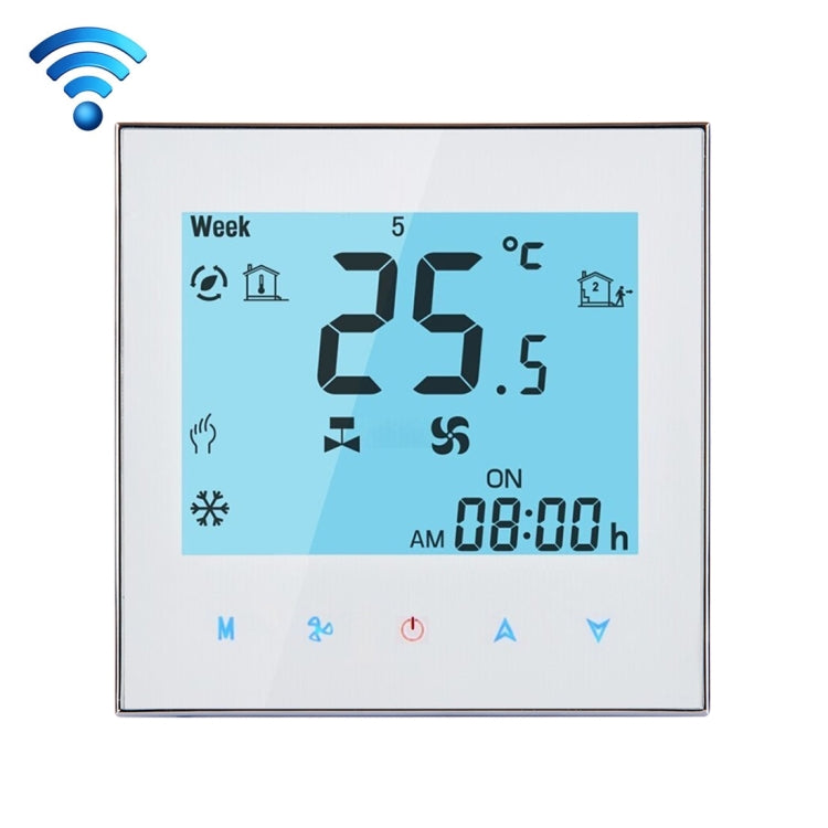 2-Pipe Programmable Room Thermostat with LCD Display, Air Conditioning, for Fan Coil Unit, Supports Wi-Fi