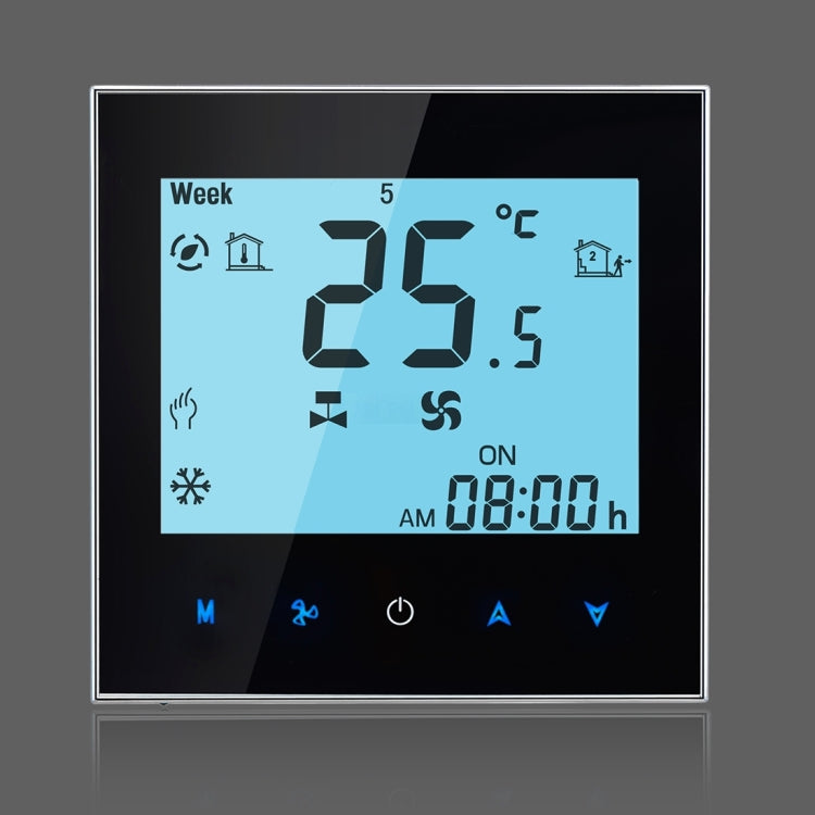 2-Pipe Programmable Room Thermostat with LCD Display, Air Conditioning, for Fan Coil Unit, Supports Wi-Fi