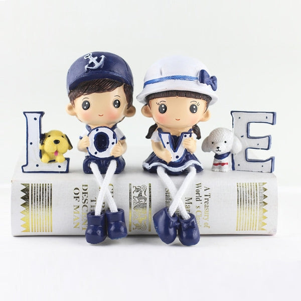 Resina creativa LOVE Navy Family Set Bambole Ornamenti Decorazione camera da letto nuziale Regali, LOVE Navy Family