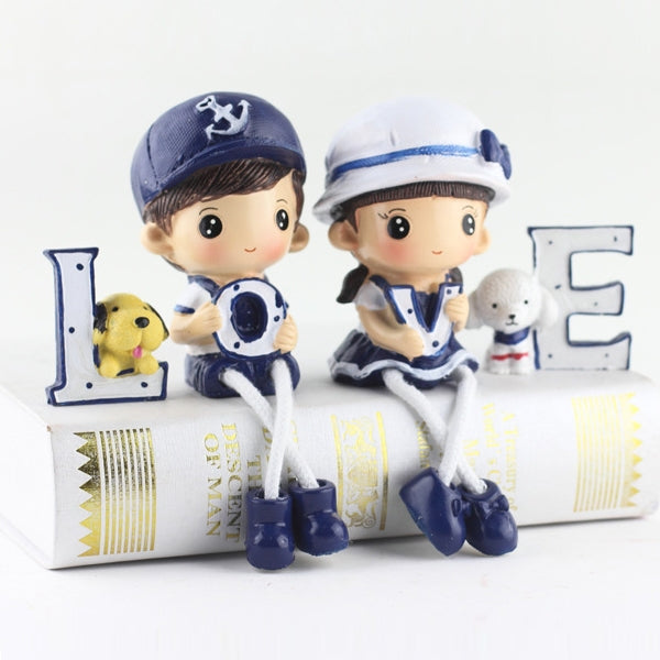Resina creativa LOVE Navy Family Set Bambole Ornamenti Decorazione camera da letto nuziale Regali, LOVE Navy Family