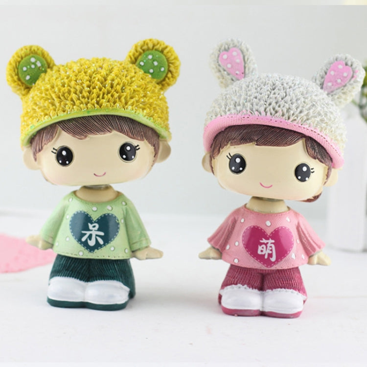 Creativo resina cartone animato scuotendo la testa adorabile coppia ornamenti auto casa camera da letto decorazione regali, Head Adorkable Couple