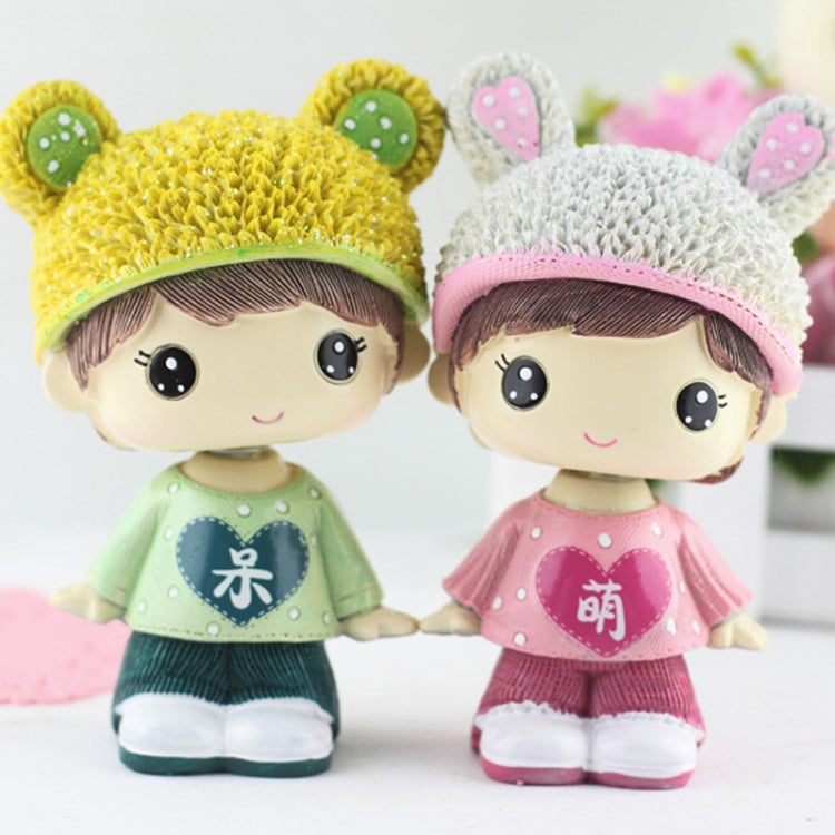 Creativo resina cartone animato scuotendo la testa adorabile coppia ornamenti auto casa camera da letto decorazione regali, Head Adorkable Couple
