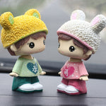 Creativo resina cartone animato scuotendo la testa adorabile coppia ornamenti auto casa camera da letto decorazione regali, Head Adorkable Couple