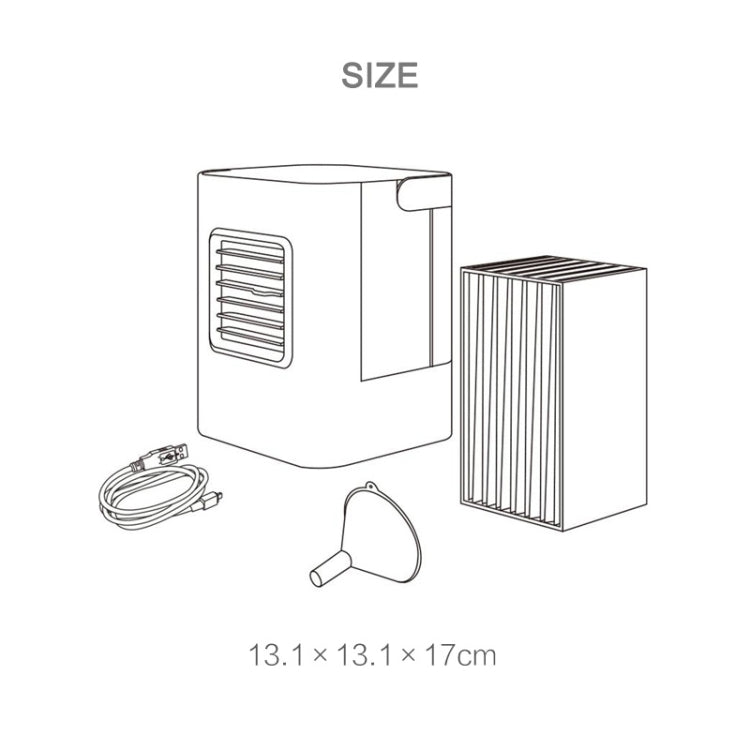 AC-01S Versione aggiornata 2W IDI Portatile Raffreddamento ad evaporazione ad alta efficienza energetica Mini Ventilatore per aria condizionata Purificatore d'aria con 3 modalità di velocità e display LED e maniglia per casa, ufficio, campeggio