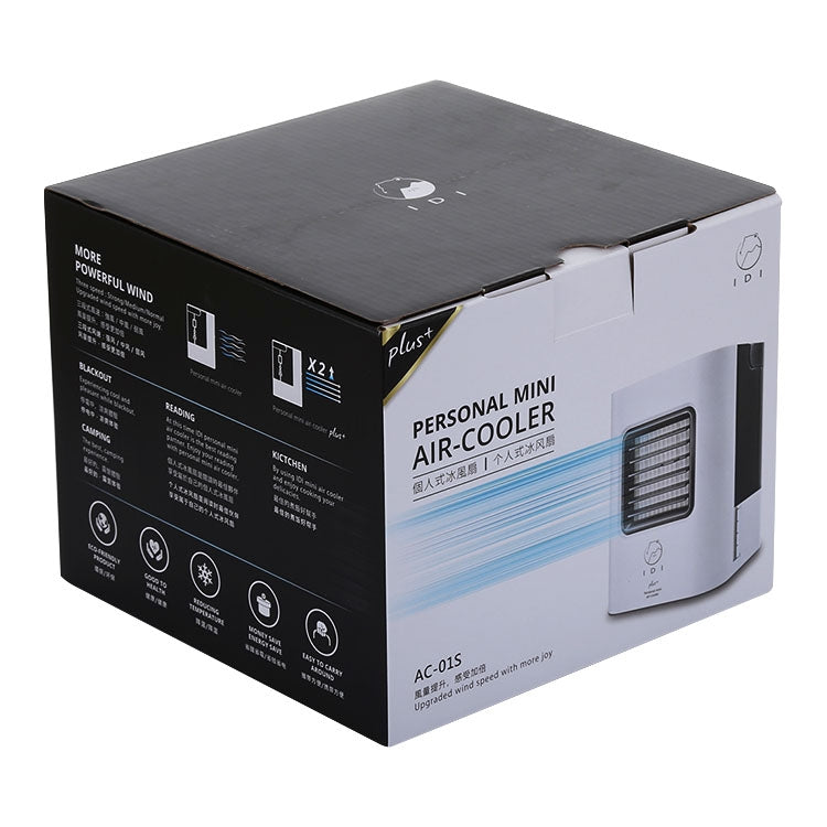 AC-01S Versione aggiornata 2W IDI Portatile Raffreddamento ad evaporazione ad alta efficienza energetica Mini Ventilatore per aria condizionata Purificatore d'aria con 3 modalità di velocità e display LED e maniglia per casa, ufficio, campeggio